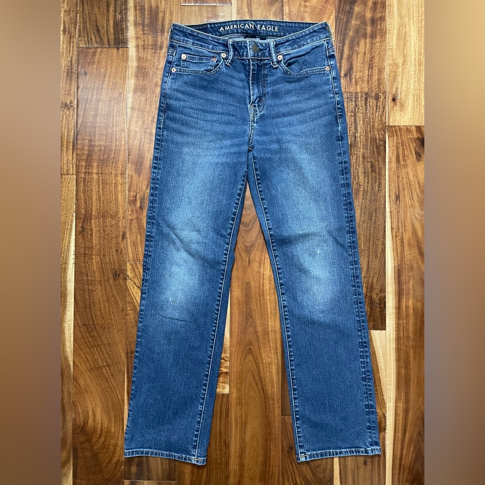American Eagle 28/32 Mens Airflex+ Original Bootcut Blue Fade Stretch 6513